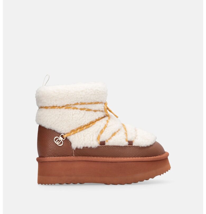 Боти с платформа и връзки - Бял/Карамел Liu Jo