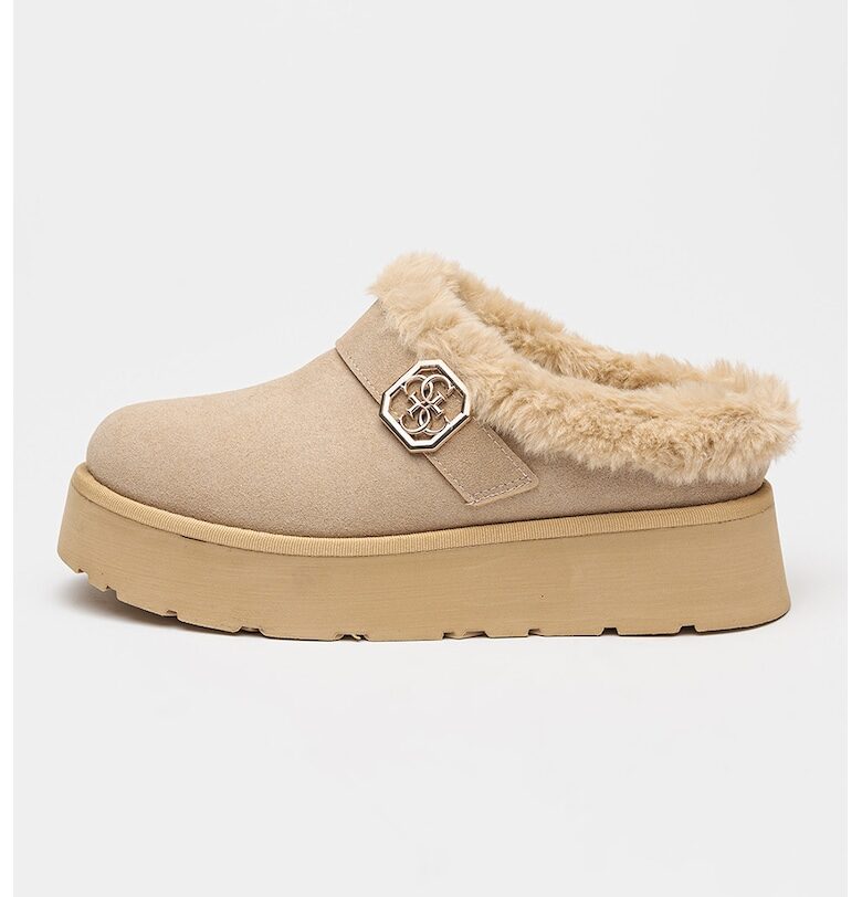 Боти с равна платформа - Бежов GUESS