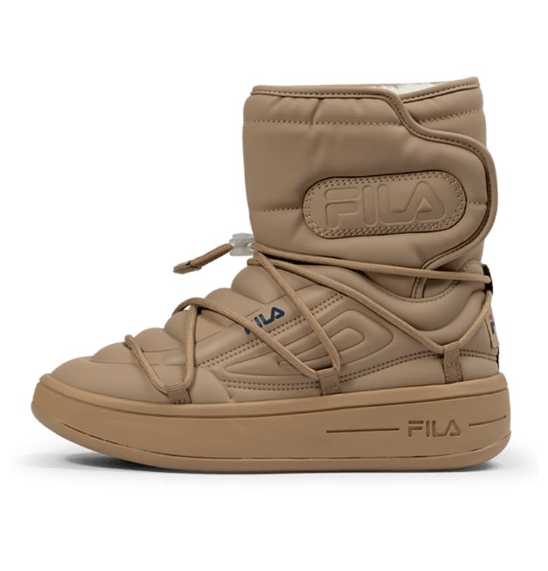 Боти с равна платформа и лого - Светлокафяв Fila