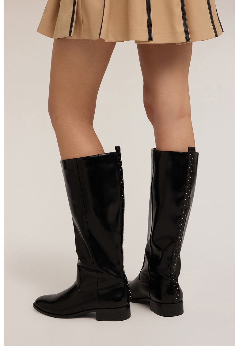Ботуши до коляното с метални нитове - Черен Motivi
