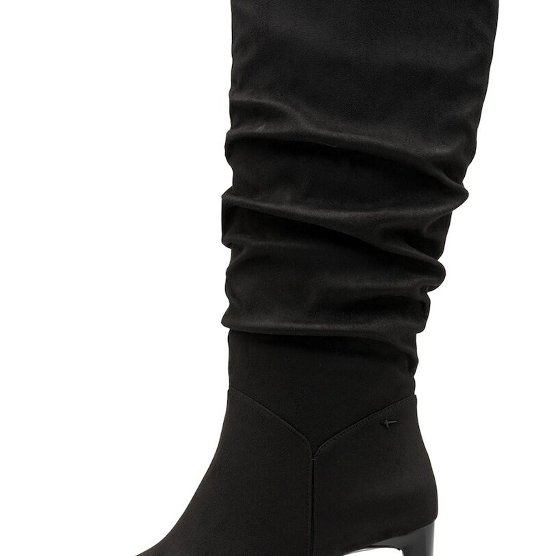 Ботуши до средата на прасеца с еко велур - Черен Tamaris