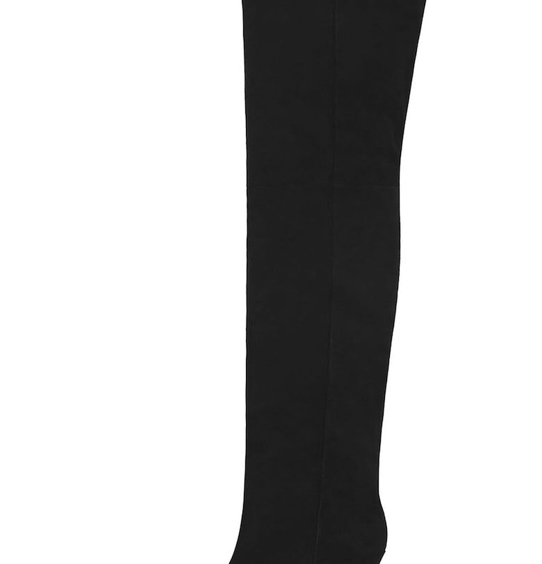 Ботуши над коляното с остър връх - Антрацитно сиво Potamy