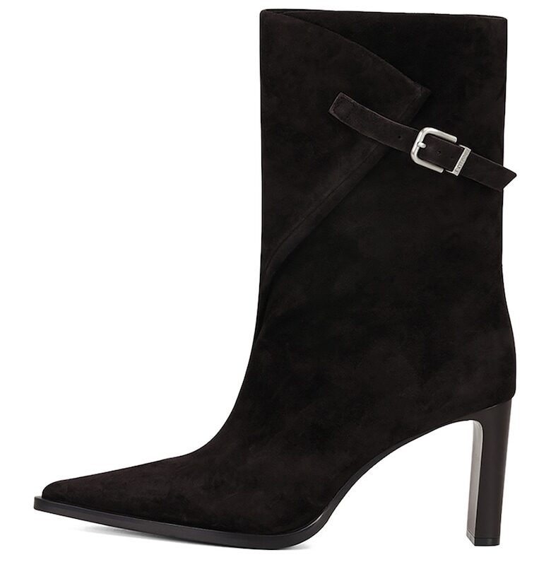 Ботуши от еко велур с висок ток - Черен Potamy