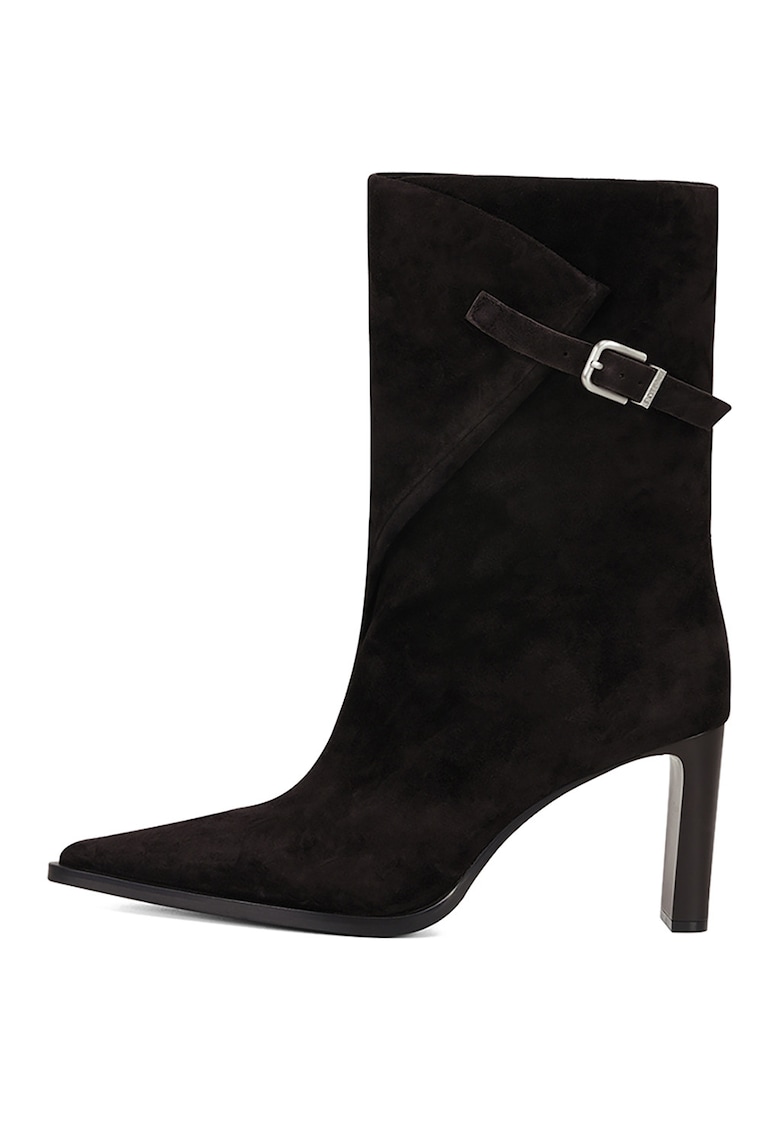 Ботуши от еко велур с висок ток - Черен Potamy