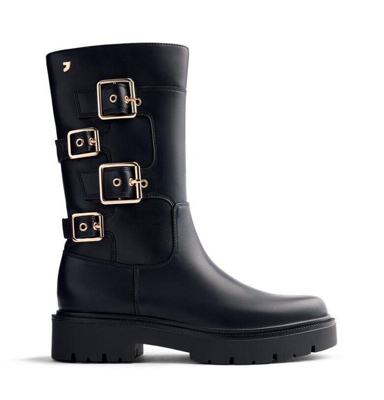 Ботуши от еко кожа с тока - Черен Gioseppo