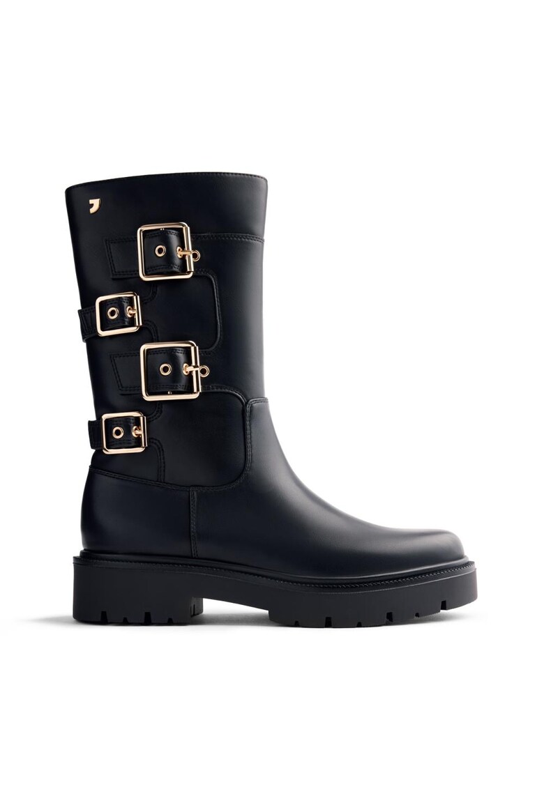 Ботуши от еко кожа с тока - Черен Gioseppo