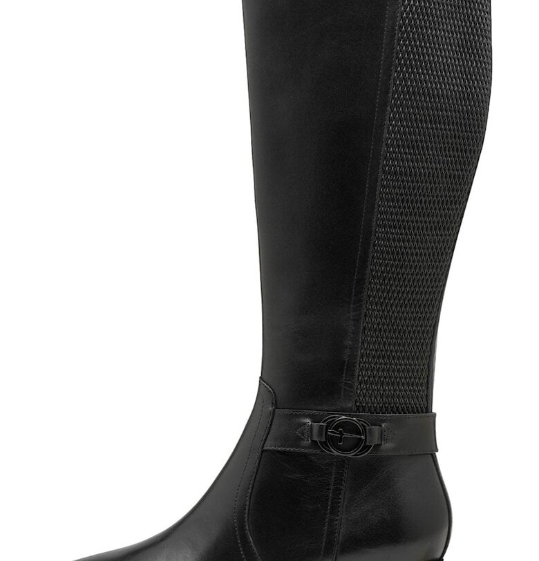 Ботуши от кожа и еко кожа с масивен ток - Черен Tamaris Comfort