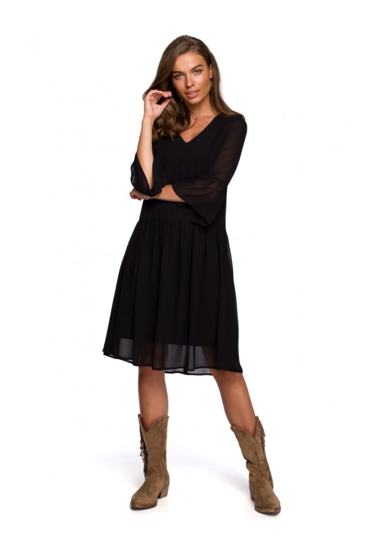 Бохо рокля - стил - полиестер - Черен Stylove