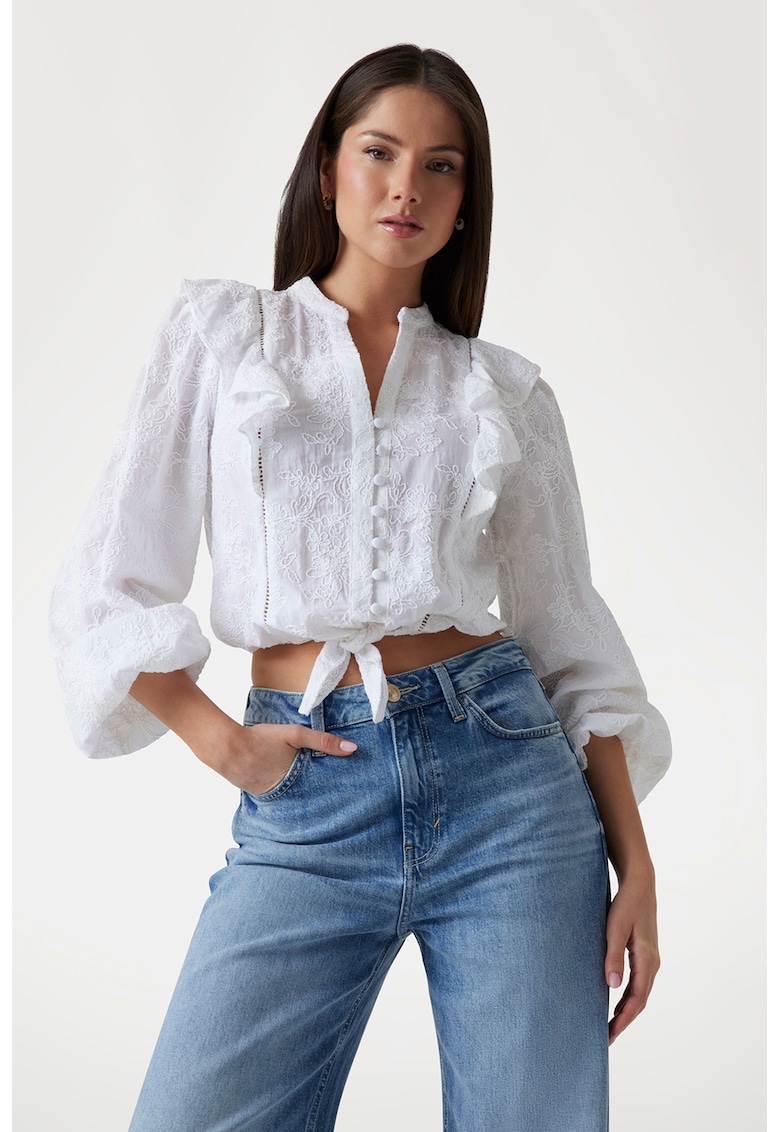 Бродирана риза с преден възел и дипли GUESS