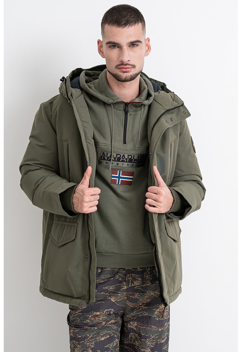 Ватирано зимно яке Cornier с качулка - Каки Napapijri