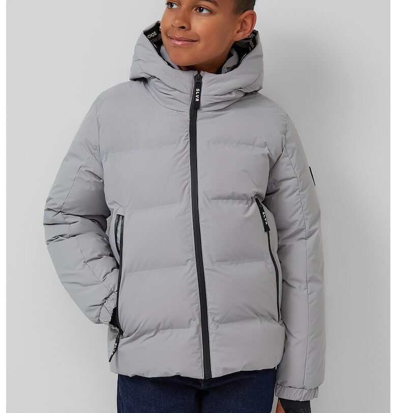 Ватирано зимно яке с качулка - Черен/Светло сив sOliver