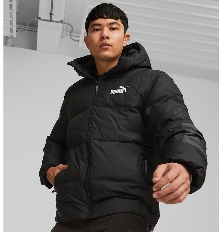 Ватирано зимно яке с лого Power - Черен Puma