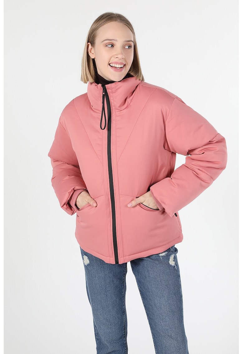 Ватирано зимно яке с цип - Розово COLINS