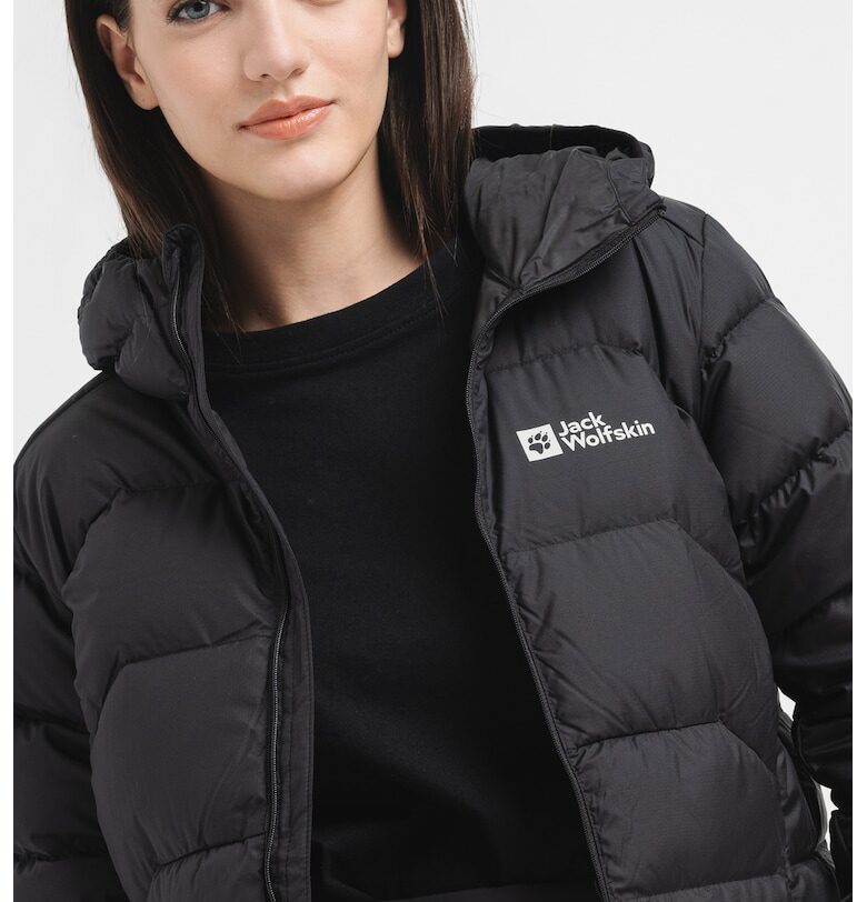 Ватирано хайкинг яке Ather с пух - Черен Jack Wolfskin