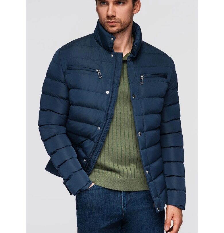 Ватирано яке с висока яка и ципове на гърдите OMBRE