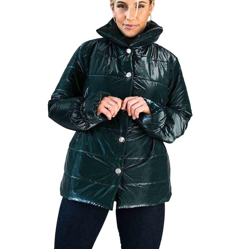 Ватирано яке  с висока яка - ластик на талията и ръкавите - полиестер - зелено Figl