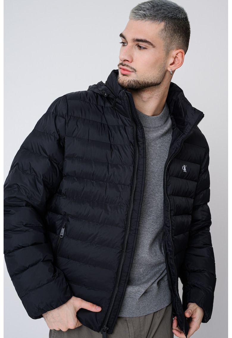 Ватирано яке с качулка - Черен CALVIN KLEIN JEANS