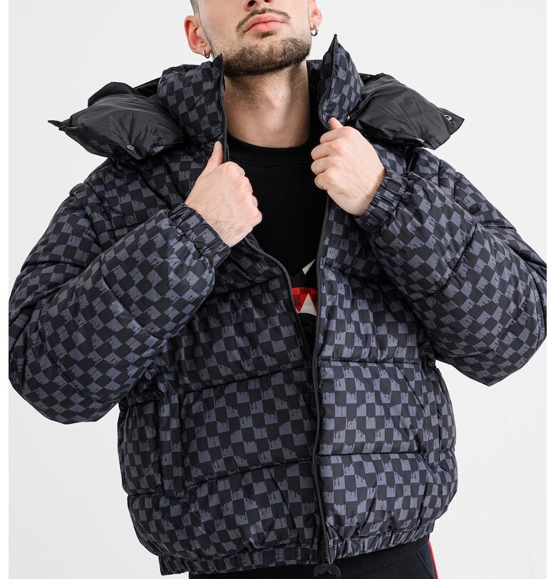 Ватирано яке с отделящи се ръкави и качулка - Антрацитно сиво/Tъмносив Sprayground