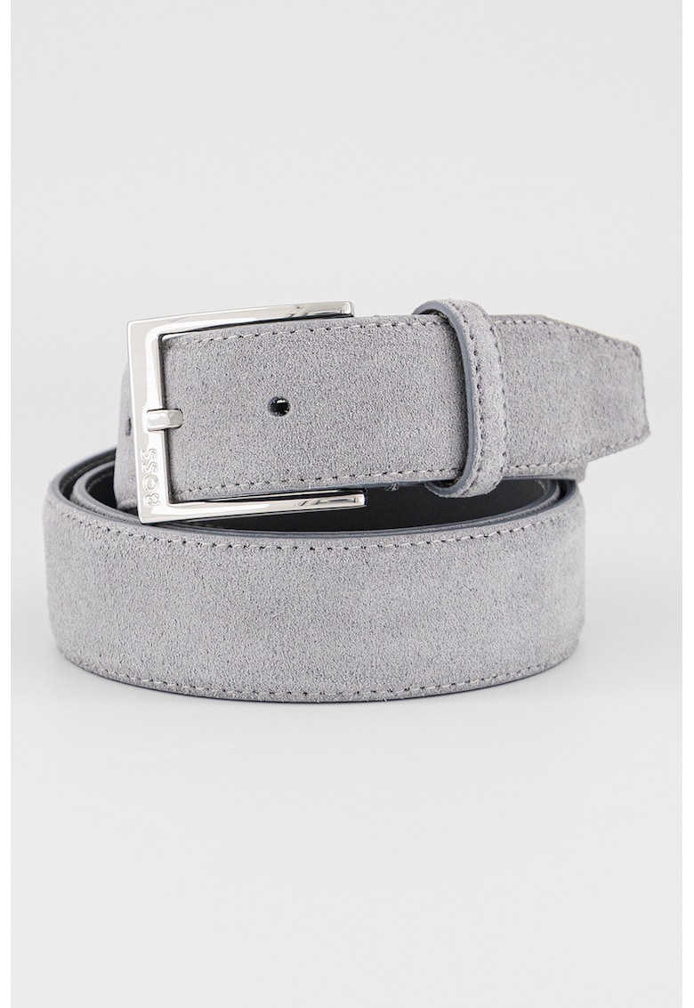 Велурен колан с метална тока - Прашно синьо BOSS