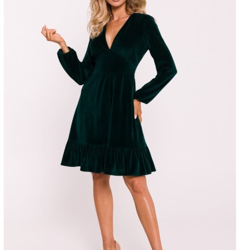 Велурена рокля с бюстие  Зелен MOE