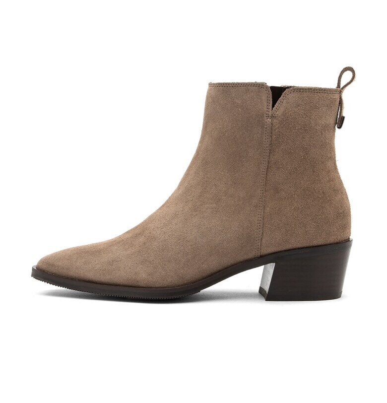 Велурени боти Ariana с кубински ток - Светлокафяв RYLKO