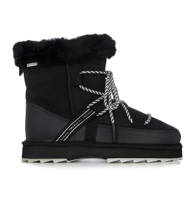 Велурени боти Blurred с цип и връзки - Черен Emu