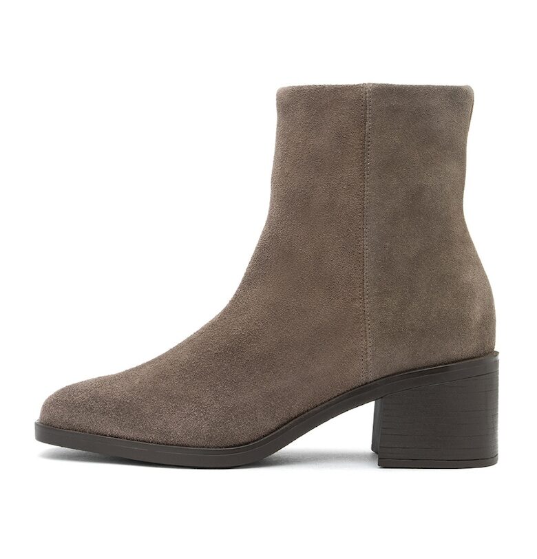 Велурени боти Dominika с квадратен връх - Сиво-бежов RYLKO