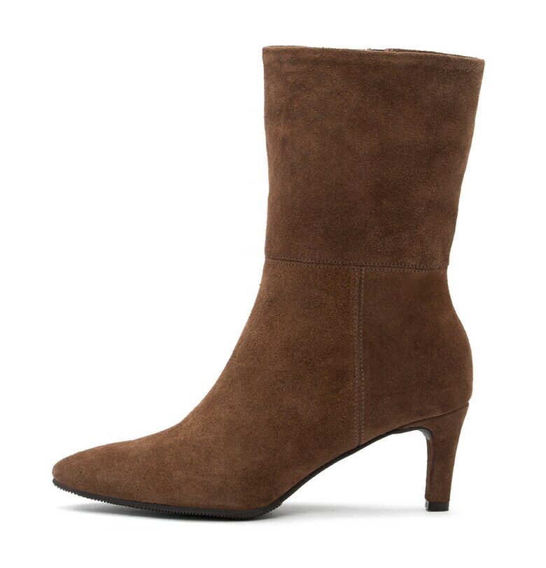 Велурени боти Kaya с цип - Кафяв RYLKO
