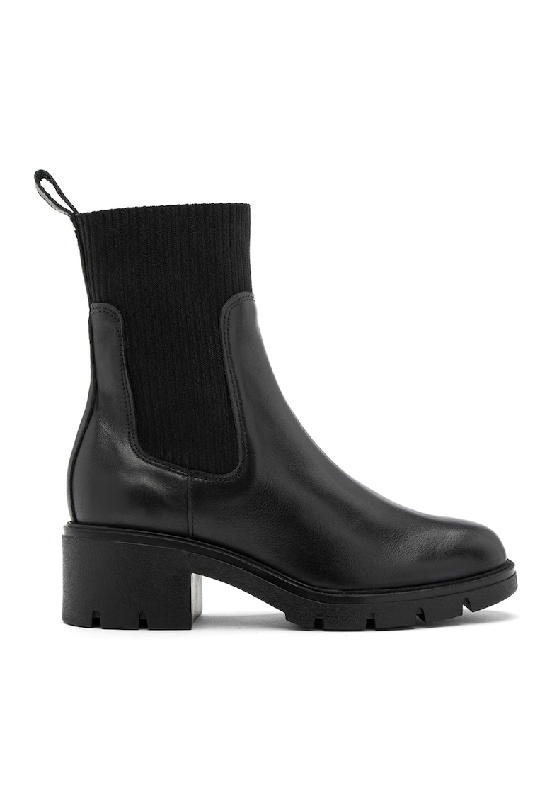 Велурени боти Samanta с масивен ток - Избеляло черно RYLKO