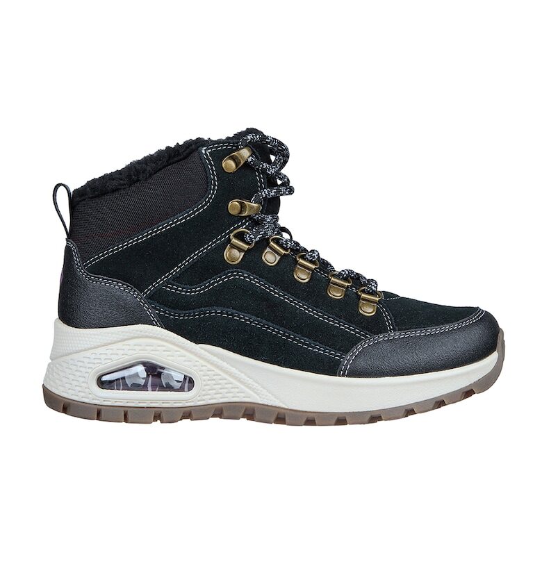 Велурени боти Uno Rugged-Winter Feels с текстил и еко кожа - Черен Skechers