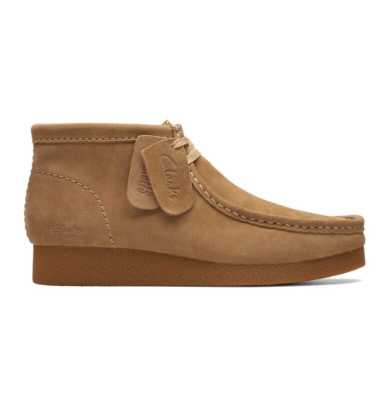 Велурени боти Wallabees с връзки - Карамел Clarks