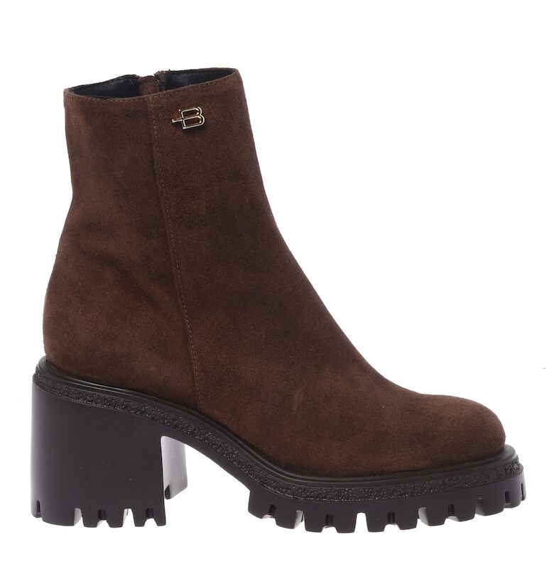 Велурени боти с висок ток - Тъмнокафяв Baldinini