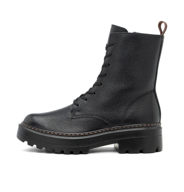 Велурени боти с връзки - Черен RYLKO