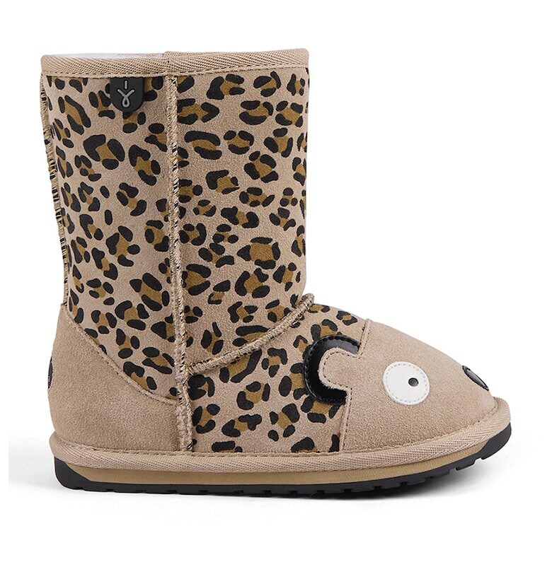 Велурени боти с дизайн на гепард - Черен/Тъмнокафяв/Светло бежово Emu