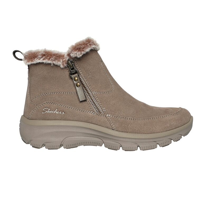 Велурени боти с еко пух - Светло кафяво Skechers