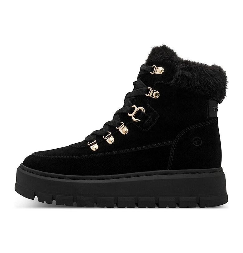 Велурени боти с еко пух - Черен Tamaris