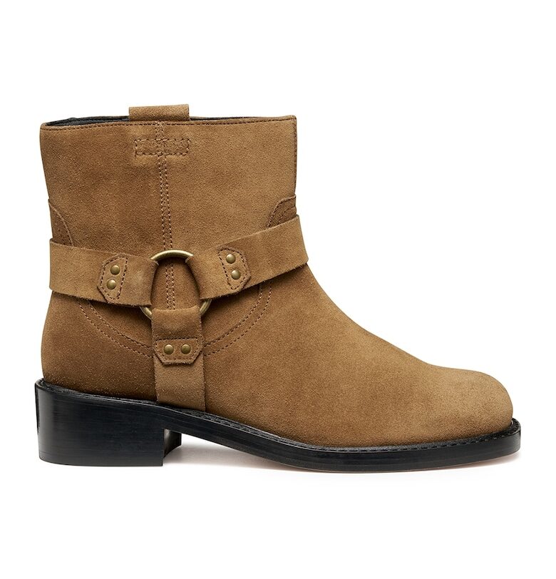 Велурени боти с квадратен връх - Карамел Geox