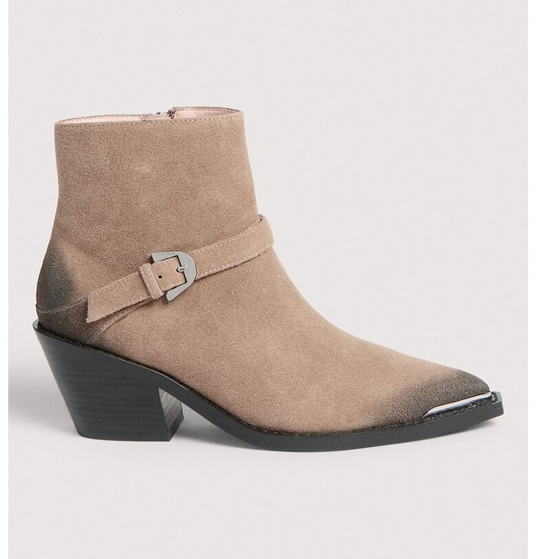 Велурени боти с кубински ток - Черен/Светлокафяв COCCINELLE