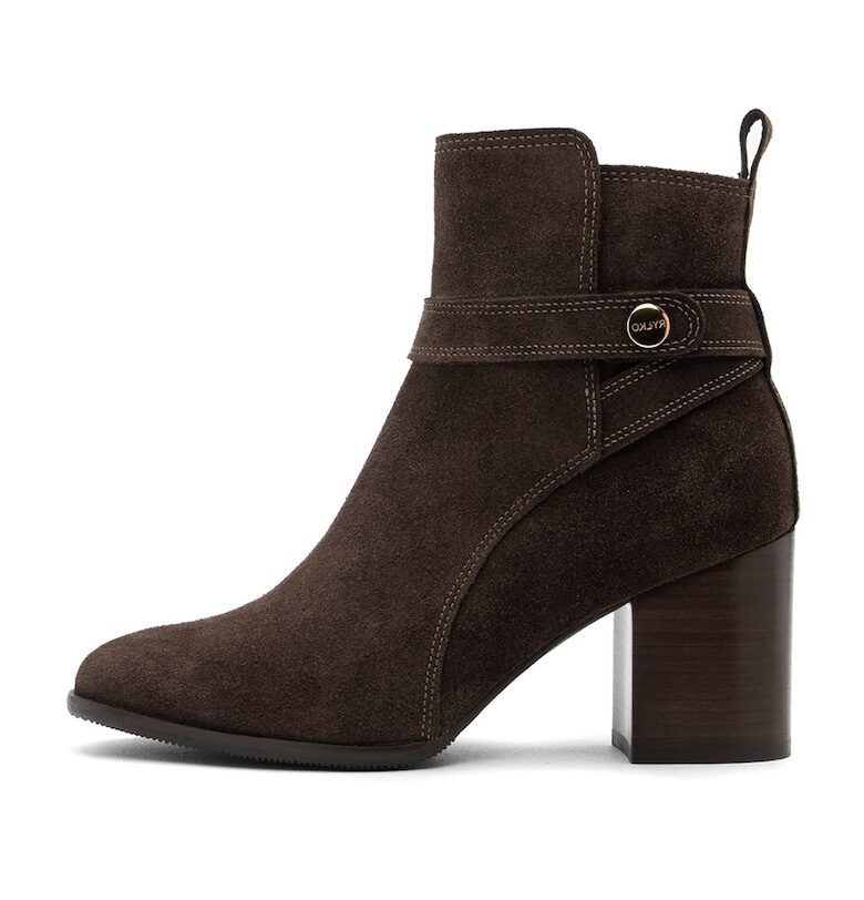 Велурени боти с масивен ток - Тъмнокафяв RYLKO