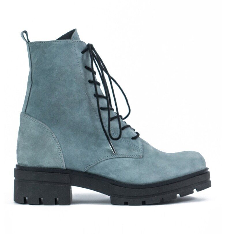 Велурени боти с масивен ток - Черен/Прашно синьо IGUELLE