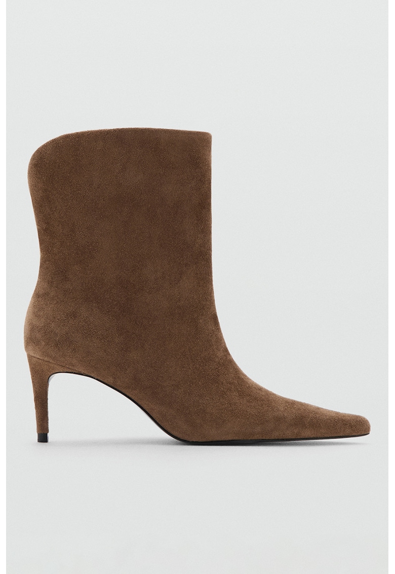 Велурени боти с остър връх - Кафяв Mango