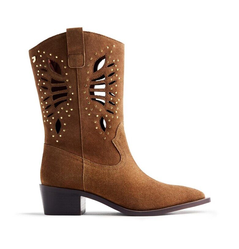 Велурени боти с перфорации - Кафяв Gioseppo