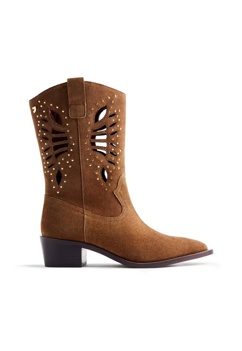 Велурени боти с перфорации - Кафяв Gioseppo