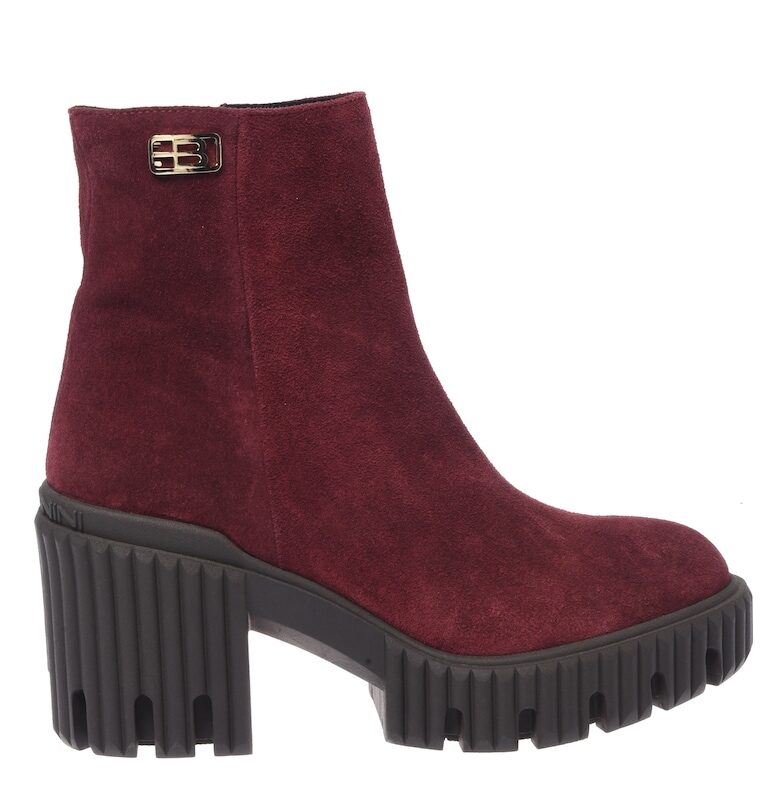 Велурени боти с релефна подметка - Бордо Baldinini