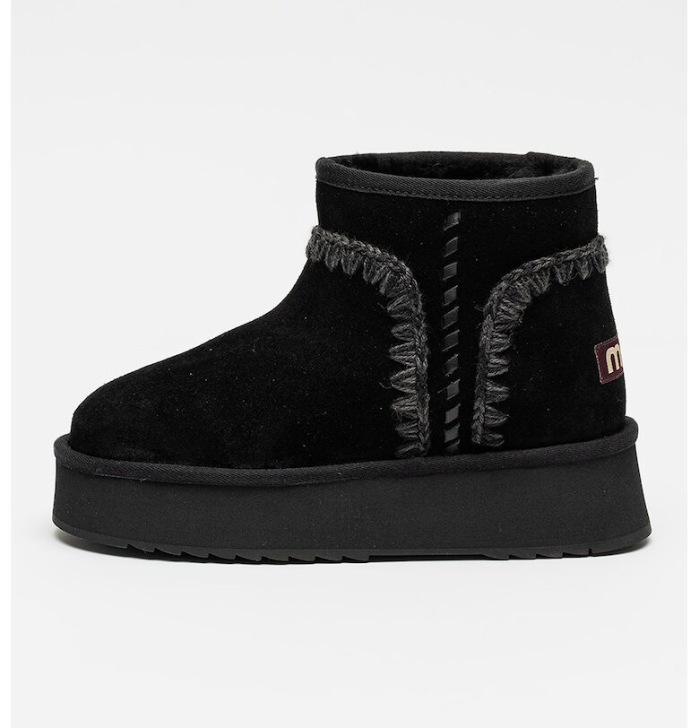 Велурени боти с ресни - Черен Mou