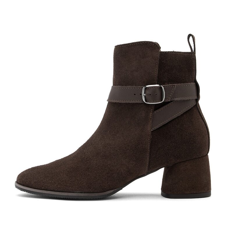 Велурени боти с токи - Тъмнокафяв RYLKO