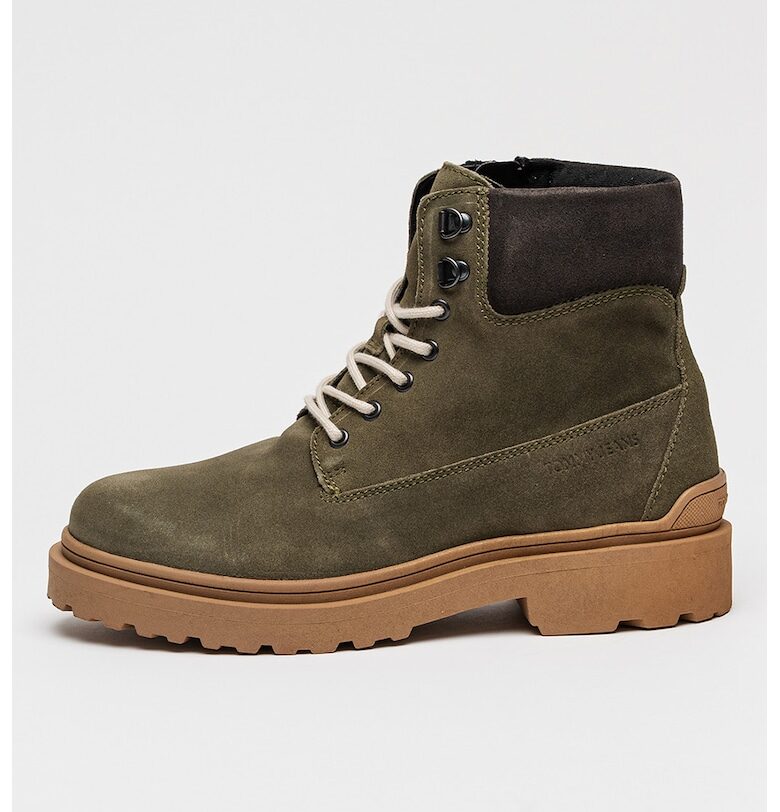 Велурени боти с цип - Бледозелен Tommy Jeans