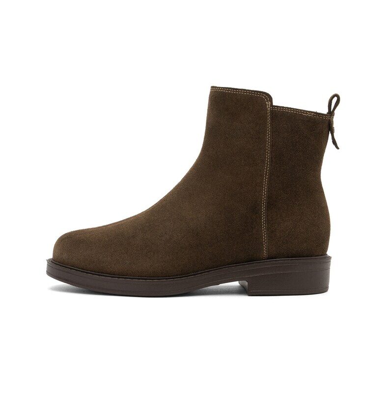 Велурени боти с цип - Кафяв RYLKO