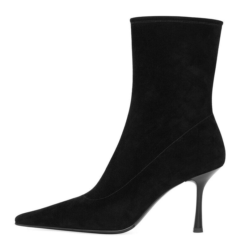 Велурени боти с цип - Черен Potamy