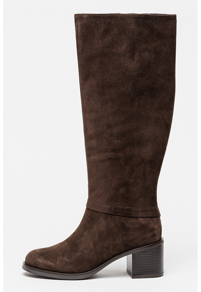 Велурени ботуши Chamberly - Сиво-кафяв Clarks